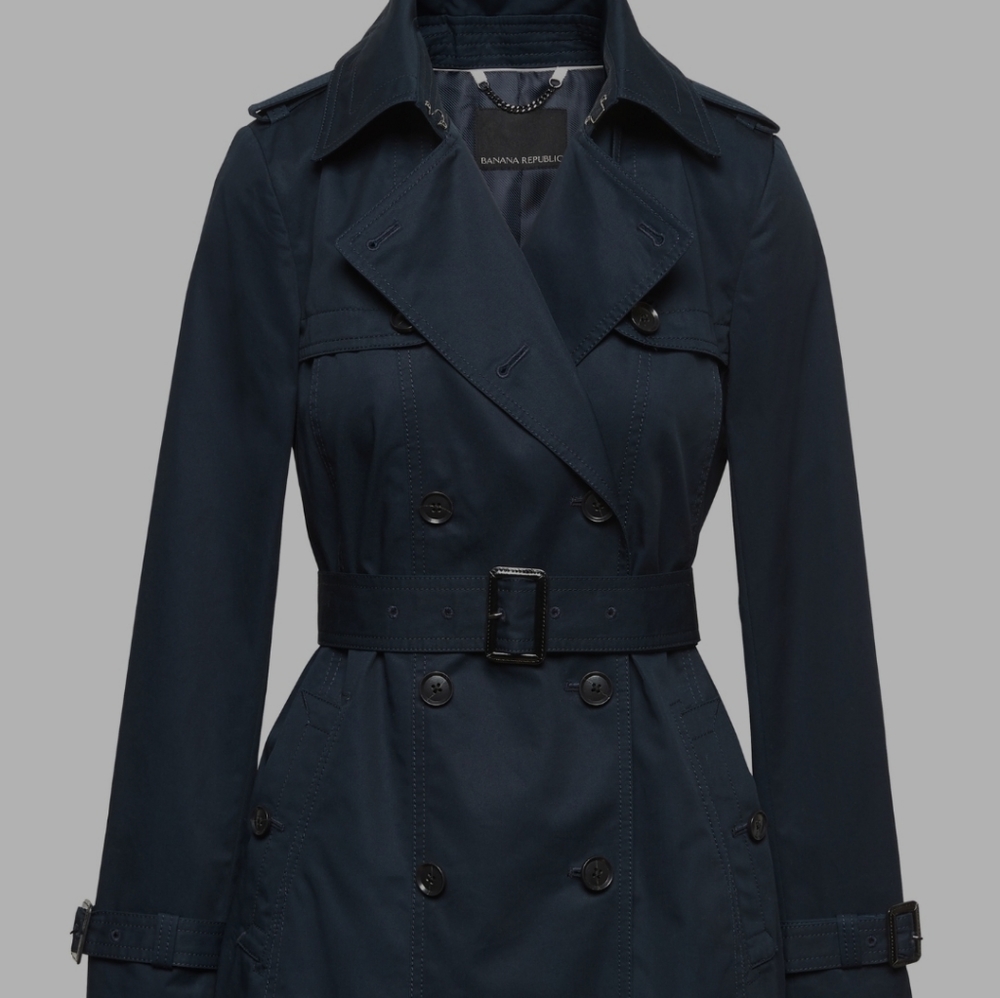 Navy blue trench coat